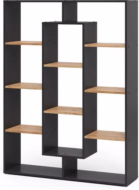 Scaffale moderno Vicco in MDF colore Antracite e Rovere dorato L: 107.2 cm, H: 143 cm