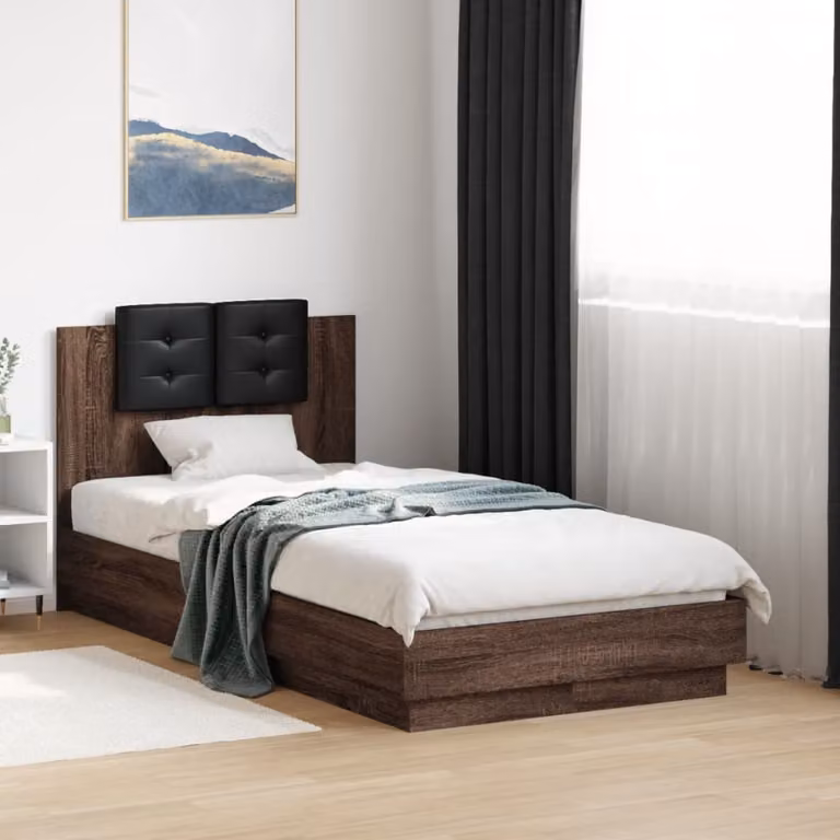 vidaXL Giroletto con Testiera in Legno Rovere Marrone L: 78 cm, P: 194,5 cm, H: 84 cm