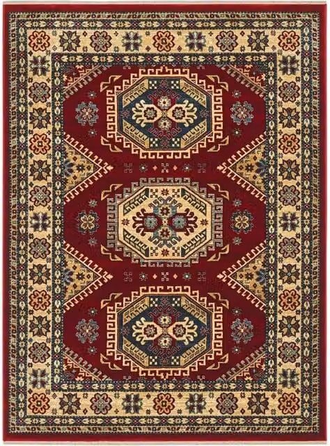 Tappeto Pierre Tappeti KAZAKH 1351 stile orientale persiano rosso e oro L: 140 cm, P: 200 cm