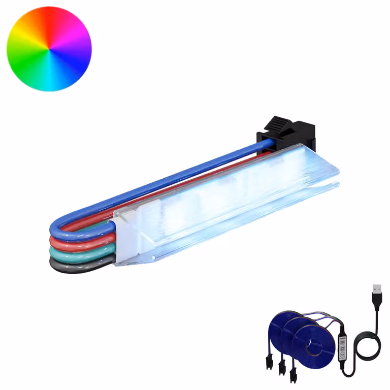 Set di 2 strisce LED RGB neon flex vidaXL, colore nero e multicolore, con alimentazione USB inclusa