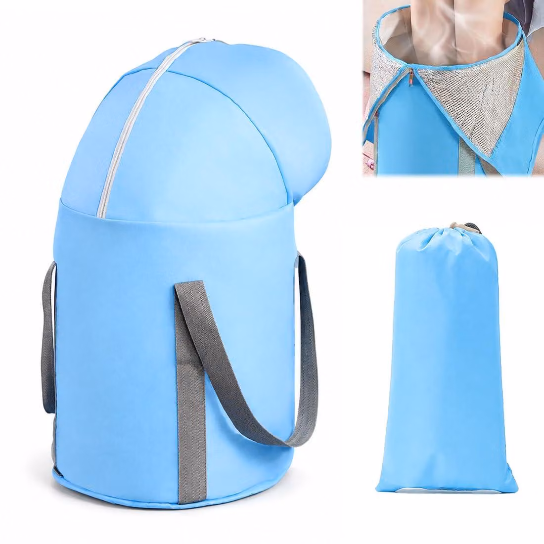 Vaschetta per i piedi pieghevole, 1 pezzo, diametro 30 cm, altezza 37 cm, tessuto Oxford blu