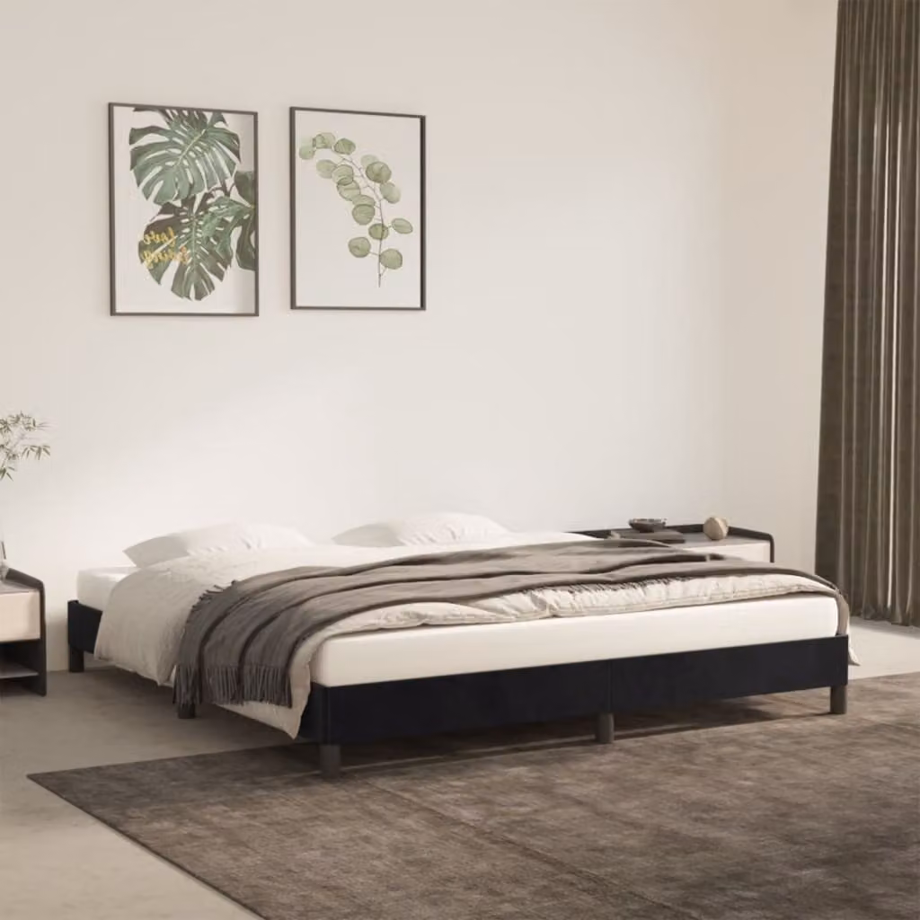 The Living Store struttura letto nera 180×200 cm in velluto
