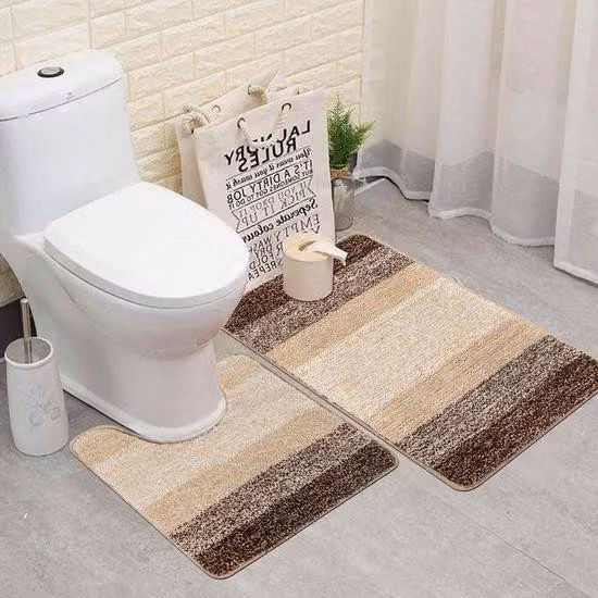 Tappeto da bagno in microfibra beige - Assorbente - Antiscivolo - Lavabile - Tappeto per WC