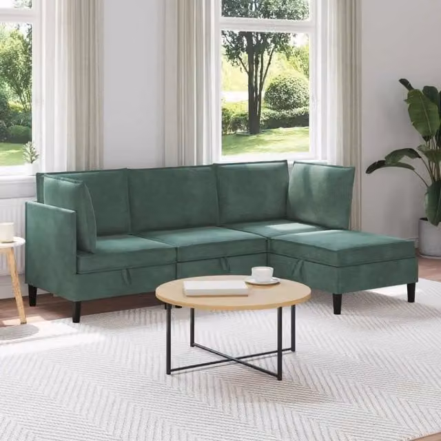 Set di mobili per il soggiorno 4 pz Verde Mare Velluto 3413775
