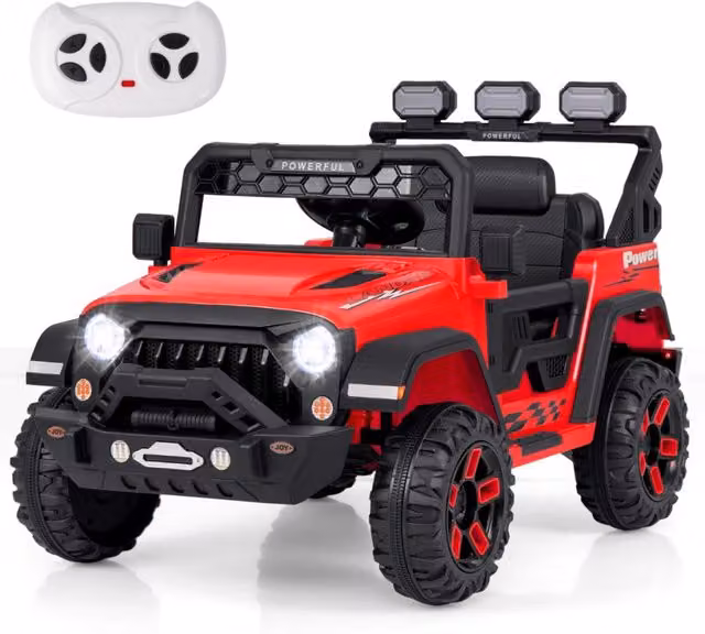 Auto elettrica 12V per bambini con telecomando connessione wireless porta USB, Macchina giocattolo Rosso