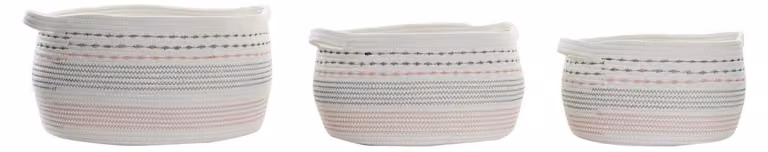 Set di contenitori Korb-Set 3, in cotone, dimensioni 52x43x25 cm, colore bianco