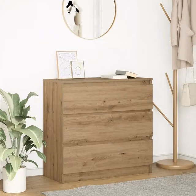 Credenza Buffet Armadio da Cucina Design Mania in Legno Rovere Marrone L: 80 cm, P: 35 cm, H: 76 cm