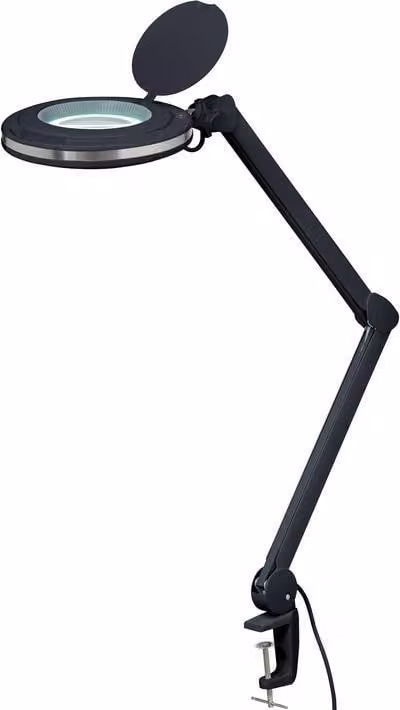 TOOLCRAFT TO-7173474: Lampada con lente LED, 8W, con supporto a morsetto. Fattore di ingrandimento: 1,75x. Diametro lente: 12,7 cm. Classe di efficienza energetica: 2021