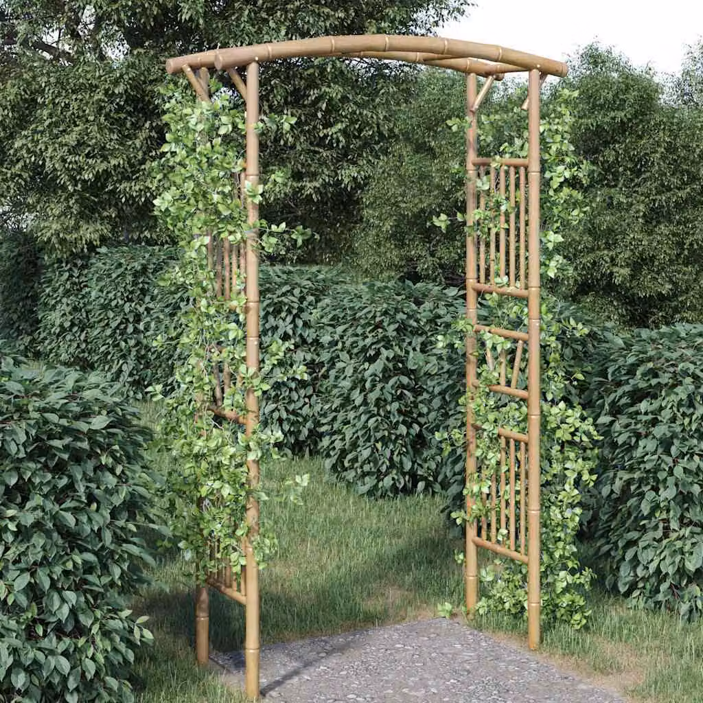 Arco da giardino per rose in bambù vidaXL, colore marrone, H 187 x L 118 x P 40 cm