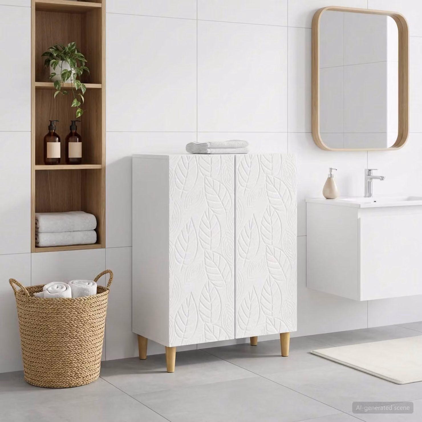 Mobiletto da bagno moderno vidaXL DELFT bianco L/P/H: 59,5 x 31 x 80 cm
