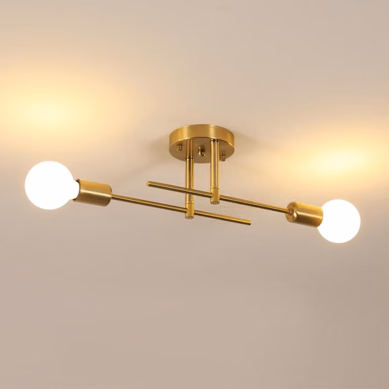 Lampada da soffitto vintage con 2 luci (oro)