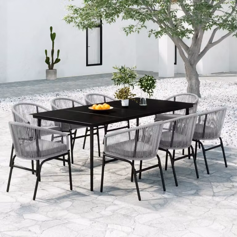 The Living Store 9 pezzi. Set da pranzo da giardino grigio
