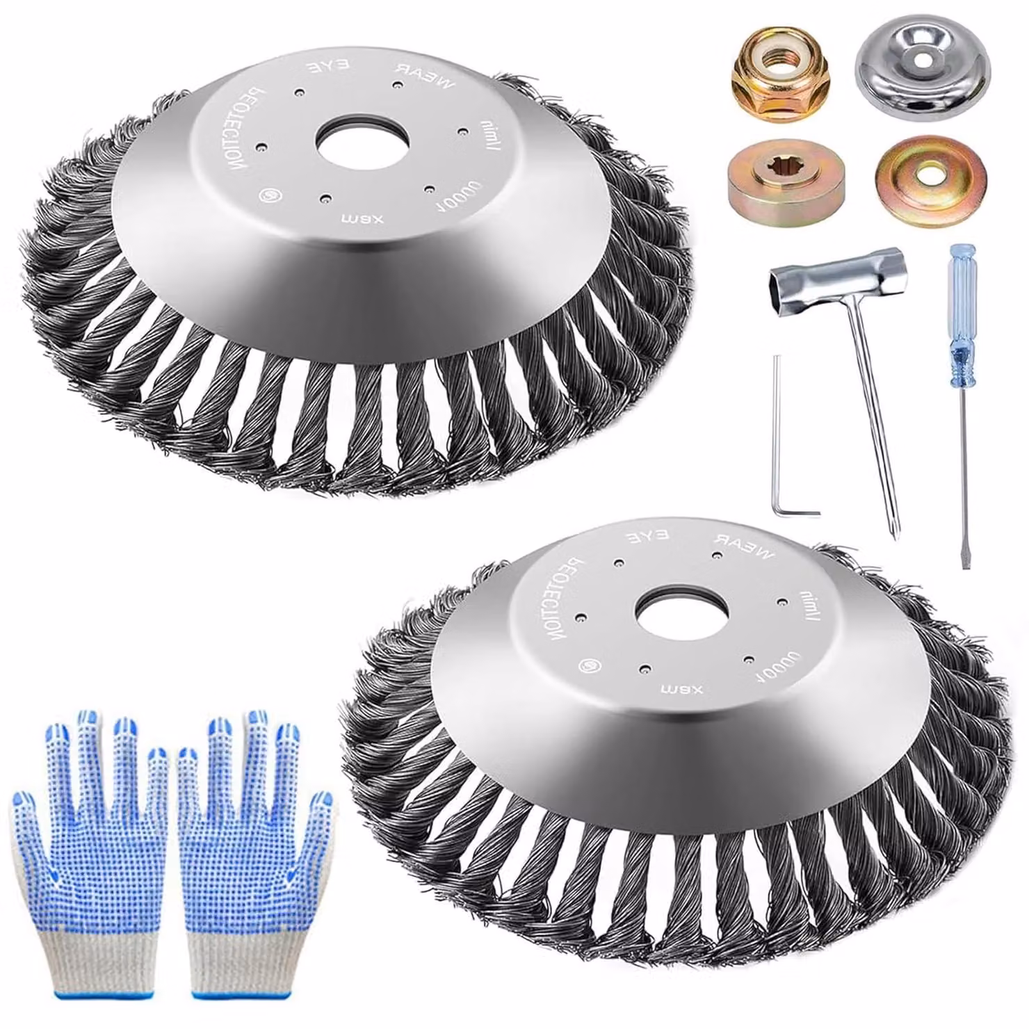 Spazzola per erbacce per decespugliatore - 2 pezzi, diametro 15,2 cm, con adattatore