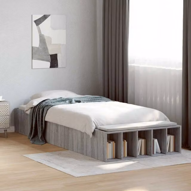 Letto con contenitore vidaXL in legno ingegnerizzato grigio L/P/H: 200 x 80 x 30 cm – 1