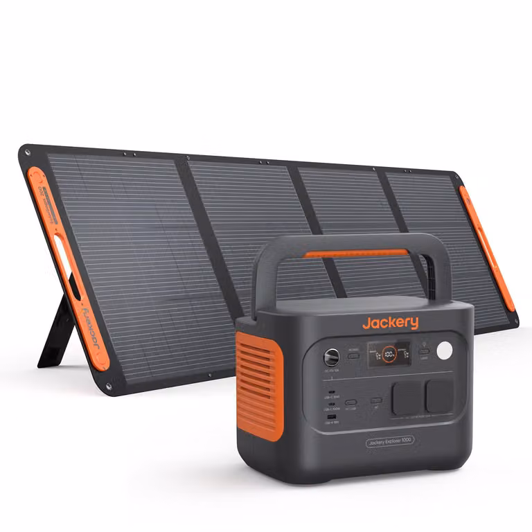 Jackery Powerstation 1000 v2 con pannello solare da 200W, generatore solare LiFePO4 da 1070Wh, uscita 1500W AC/100W USB-C, ricarica rapida di 1 ora per il campeggio e l'uso in emergenza