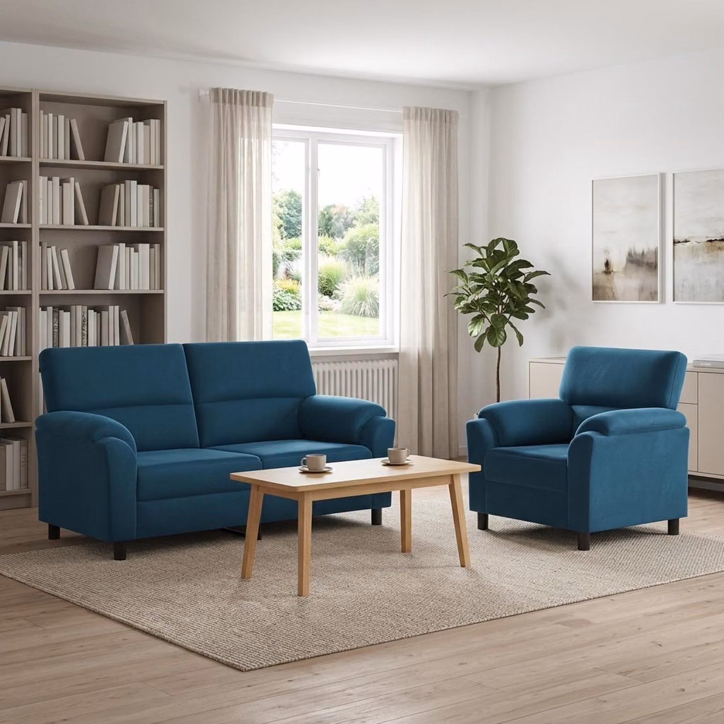 Set di 2 divani moderni vidaXL in velluto blu con struttura in metallo per il tuo soggiorno