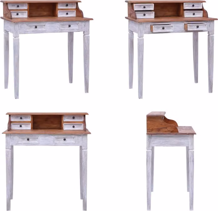 vidaXL Scrivania con cassetti 90x50x101 cm in legno massiccio antico - Scrivania - Scrivanie - Scrivania in legno - Scrivanie in legno