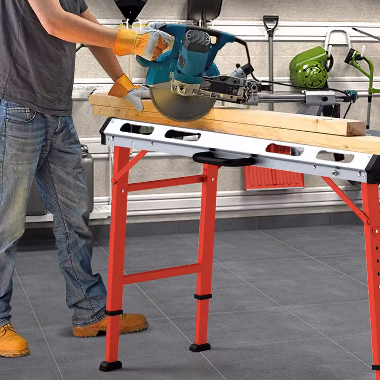 Tavolo da saldatura e da lavoro pieghevole Costway con altezza regolabile, portata 450 kg, Argento, L: 107 cm, P: 53 cm