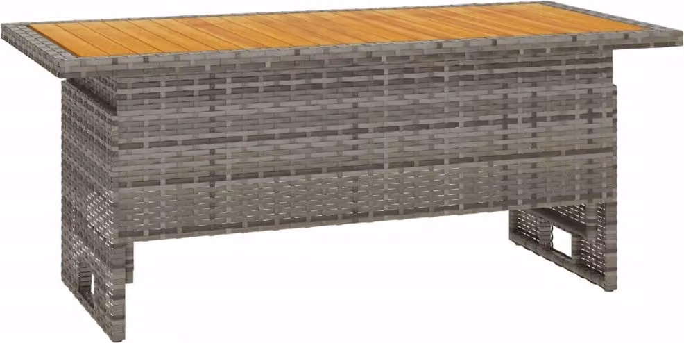 Tavolo Giardino Grigio 100x50x43/63 Massello Acacia Polyrattan