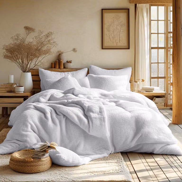 Biancheria da letto in spugna bianca 14/200x220