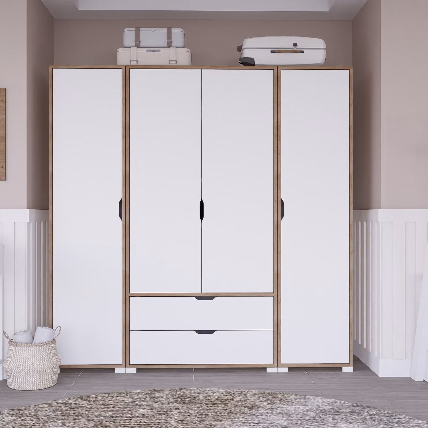Skye Decor, Nisan 1600-024, legno di noce chiaro, armadio, 140 x 182 x 45 cm, 100% pannelli truciolari rivestiti in melamina