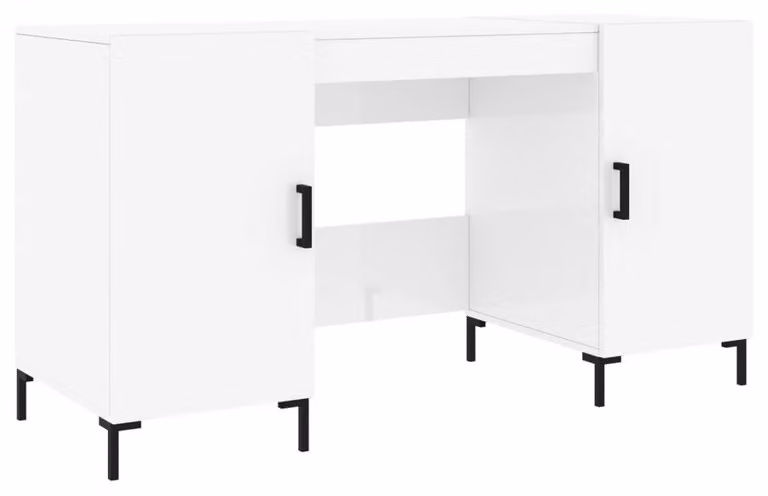 Solidchoice - Scrivania alta lucida bianca, 140 x 50 x 75 cm, con 4 ante