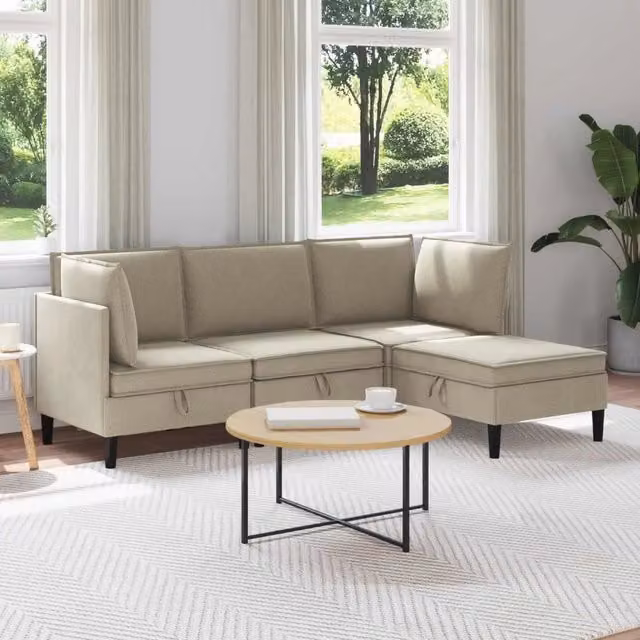Set di mobili per il soggiorno 4 pz Sabbia Tessuto 3413790