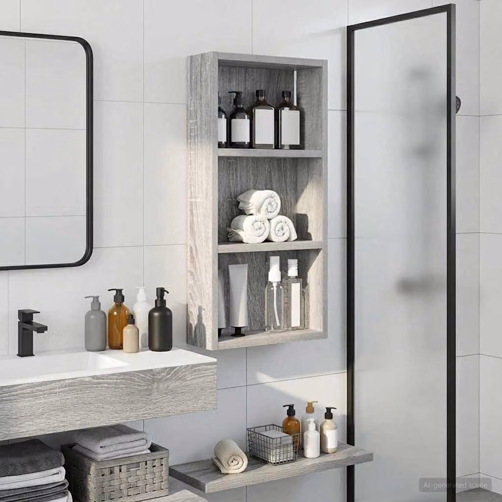 Armadio da bagno a muro vidaXL moderno in MDF grigio, L 30 cm x P 10 cm x H 60,5 cm