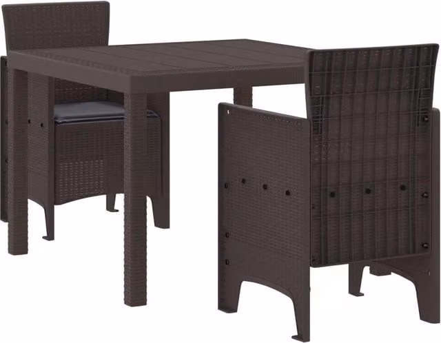 Set da Pranzo per Giardino 3 pz Marrone Polipropilene 3378680