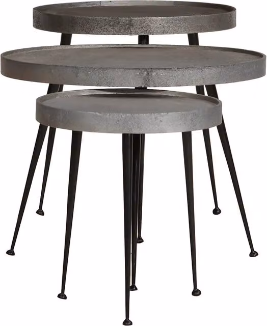 Set di 3 tavolini da salotto vidaXL in stile industriale, colore argento e nero, con struttura in metallo e piani in materiale composito