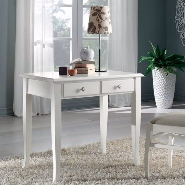 Scrivania shabby chic in legno bianco Mobili 2G L: 90 cm, P: 57 cm, H: 80 cm
