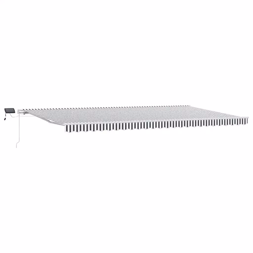 Tenda Retrattile Manuale VIDAXL con LED in Alluminio e Poliestere, Colore Antracite e Bianco, L: 600 cm, P: 300 cm – 2
