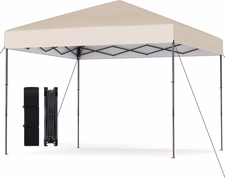 Gazebo COSTWAY 3x3m, gazebo pop up pieghevole regolabile in altezza con borsa per il trasporto, 8 picchetti e 4 corde per il vento, gazebo da giardino UV50+, gazebo pieghevole per feste bianco
