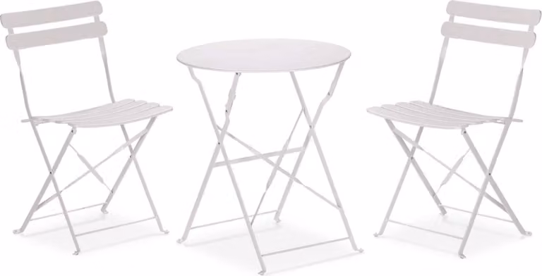 Tavolo rotondo con sedie Rebecca Mobili Berenj 71x60x60 Acciaio Bianco Moderno SET 3 pz