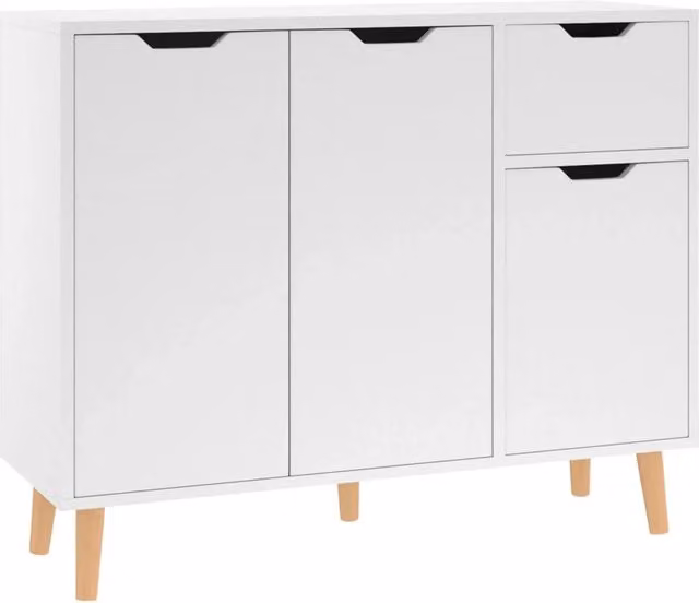 Credenza comò armadio mobile portaoggetti organizzatore cucina soggiorno sala da 90 x 30 x 72 cm legno ingegnerizzato bianco 02_0030528