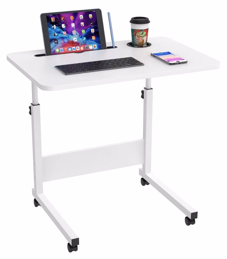 Scrivania mobile per computer, regolabile in altezza, dotata di ruote