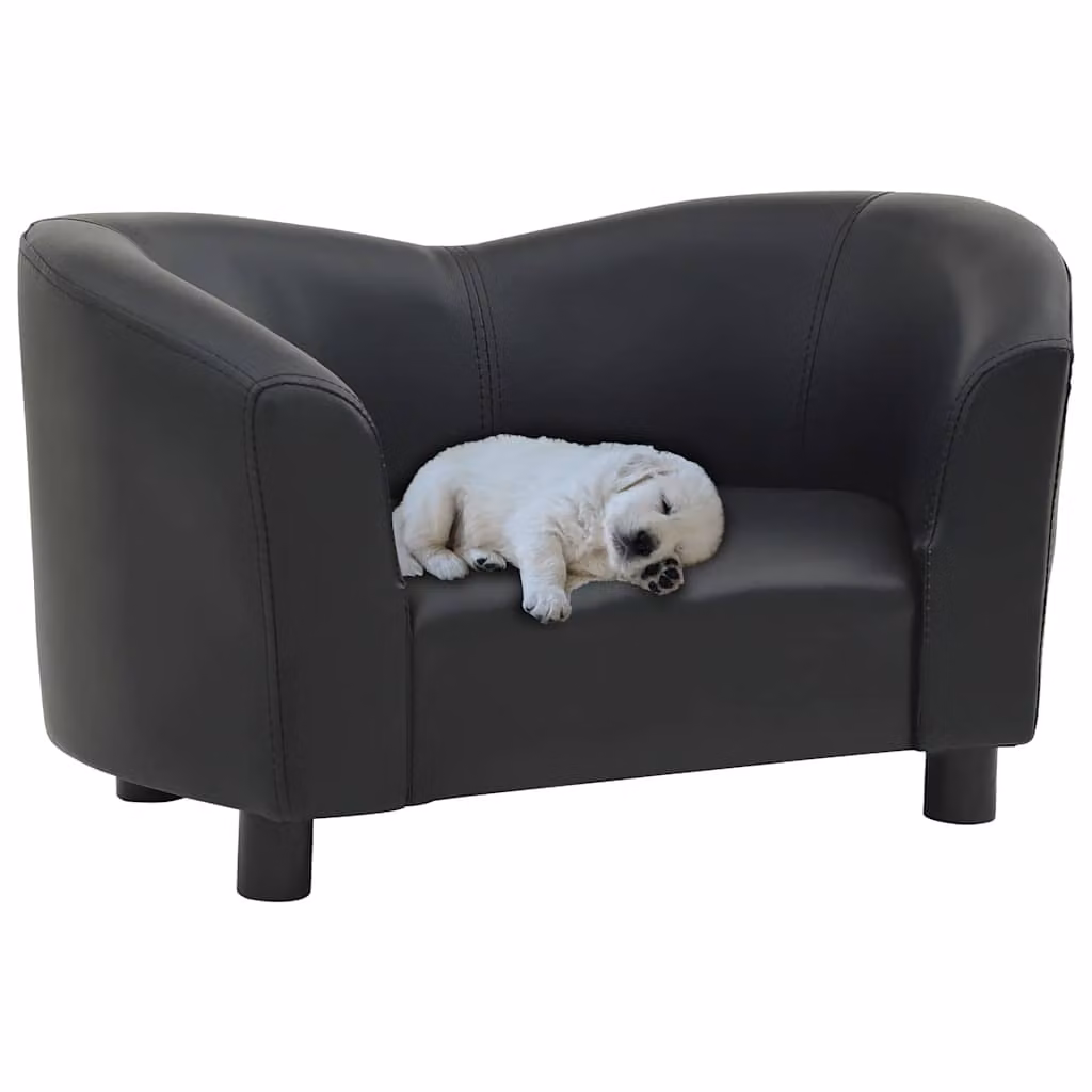 vidaXL Divano per cani nero in similpelle con struttura in legno L: 67 cm, P: 41 cm, H: 39 cm