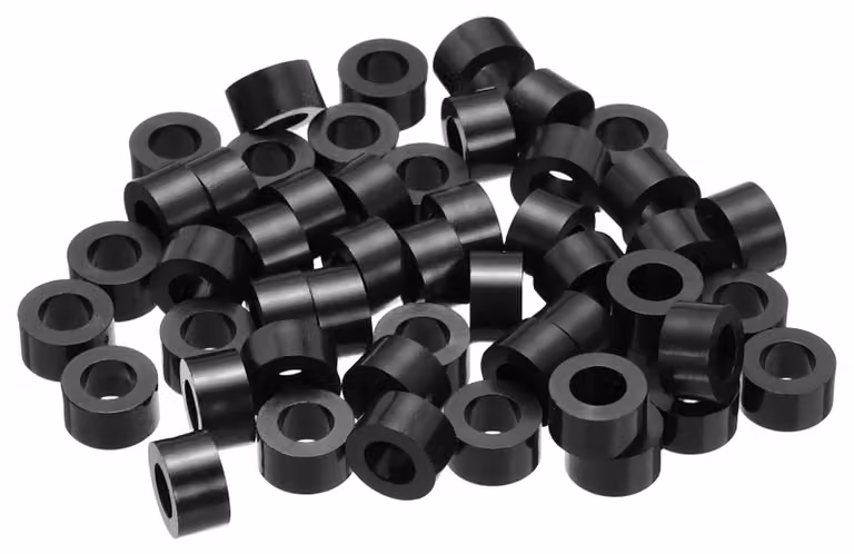 50 distanziatori in ABS, filettatura M6 x 11 mm, diametro esterno 6 mm, lunghezza 6 mm, forma circolare