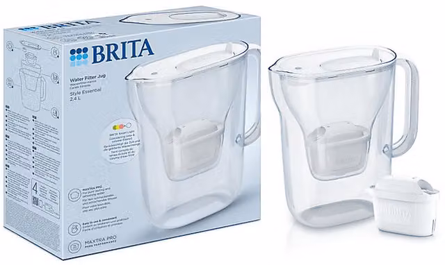 Set caraffa filtrante Brita Style Essential bianca e trasparente con filtro e coperchio