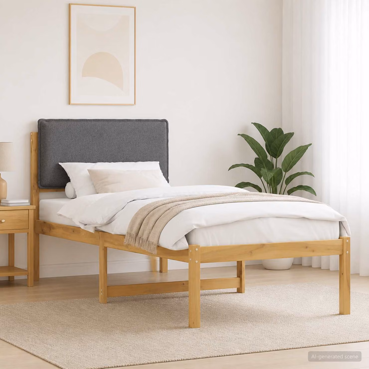 vidaXL Letto con Testiera Rivestita Bianco lavato e grigio chiaro