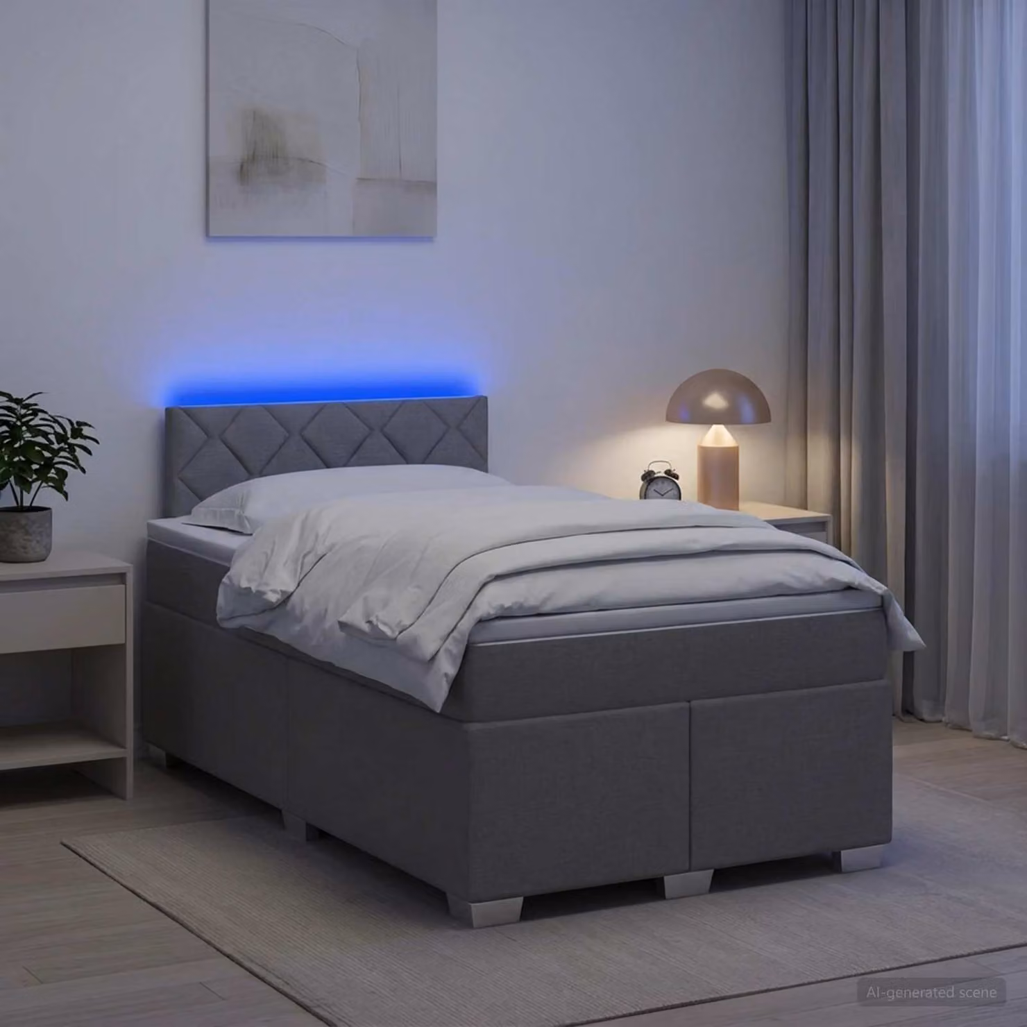 Letto con Box Spring, Materasso Ibrido e Illuminazione LED vidaXL, Grigio Chiaro, L 120 x P 190 cm