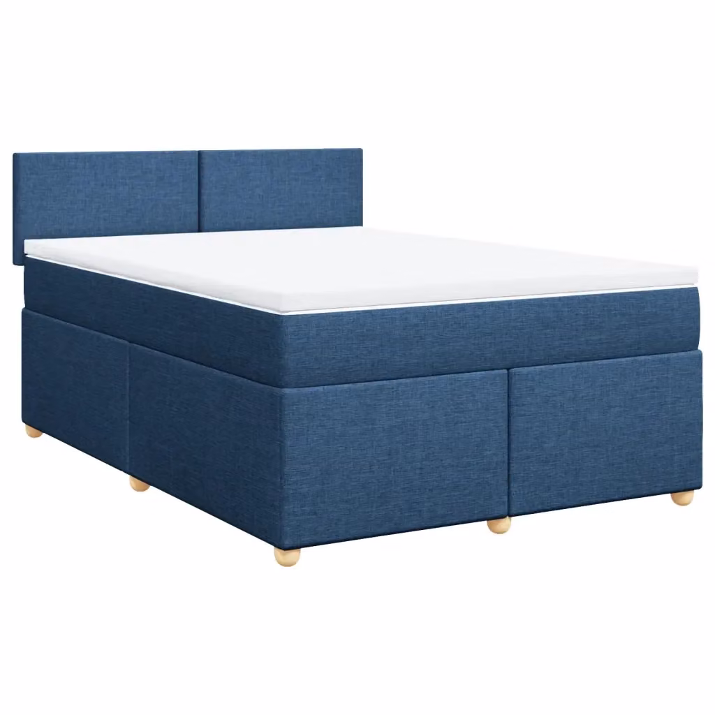 Letto Ibrido vidaXL con Giroletto a Molle e Materasso in Tessuto Blu e Bianco L/P/H: 140 x 200 cm – 2