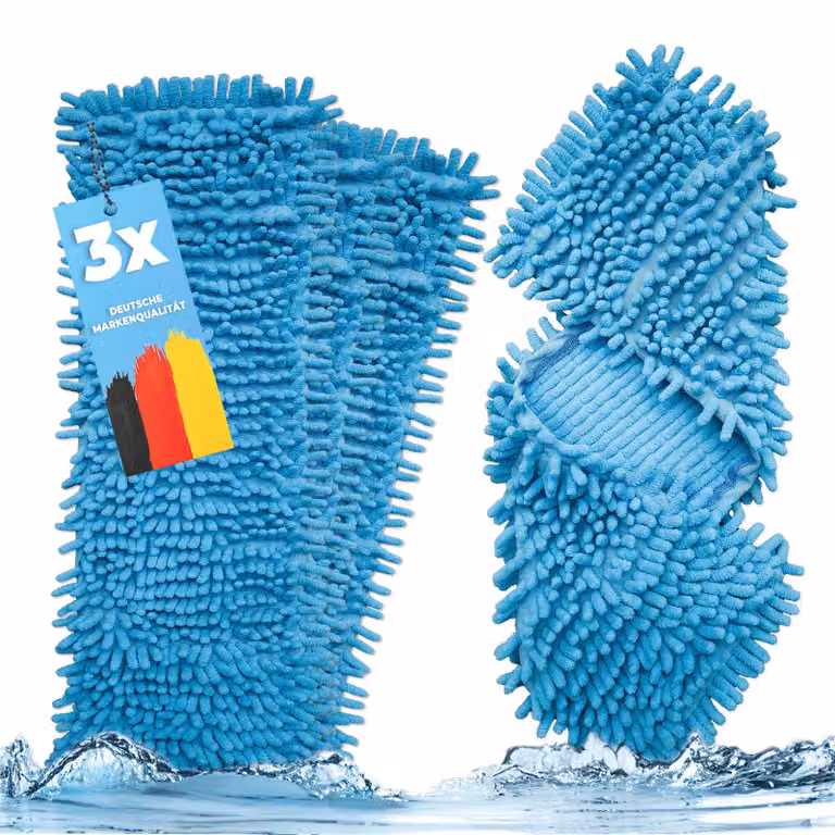 3 coprimop in microfibra, modello chenille, colore blu, diametro 40 cm