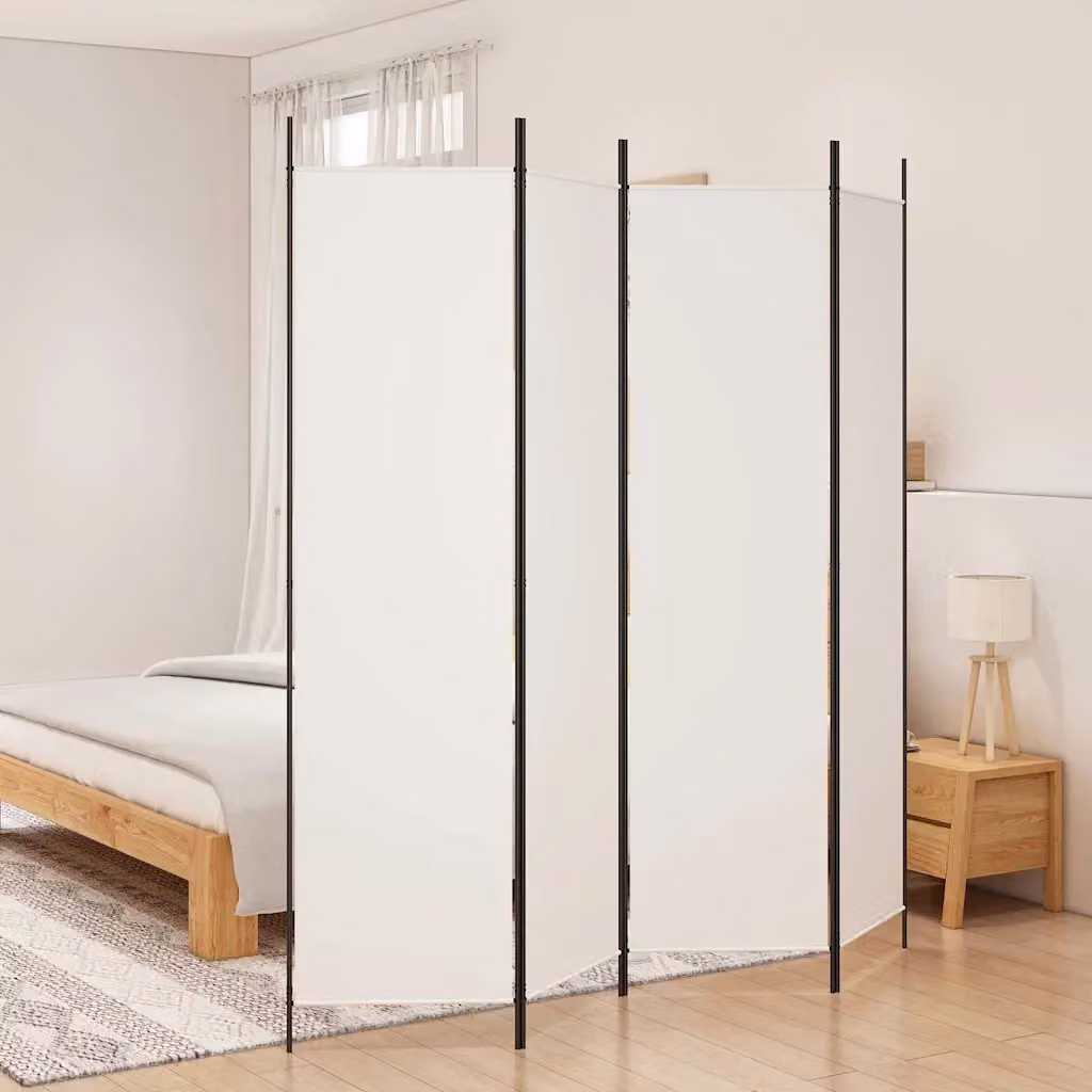 Divisorio a 4 Pannelli vidaXL Bianco in Tessuto, H 200 cm x L 200 cm