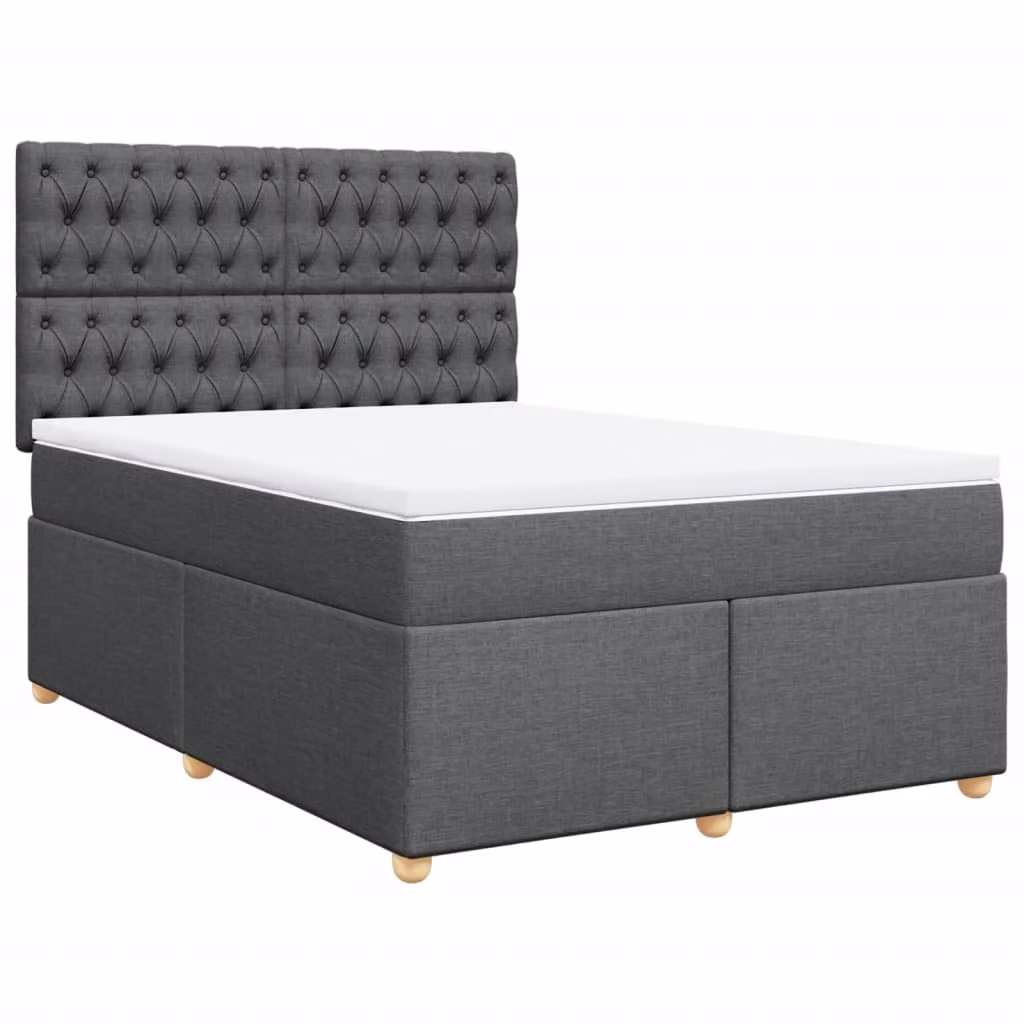 Giroletto a Molle con Materasso Grigio Scuro 140x200cm Tessuto