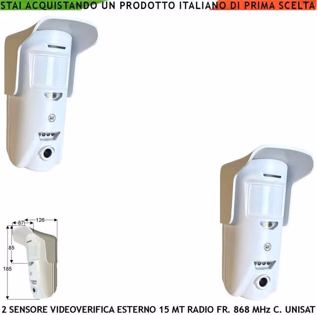 Securvera Sensore di Movimento Esterno a Doppia Tecnologia, Set da 2 Pezzi, Bianco, con Videoverifica Wireless e Connettività GPRS/GSM
