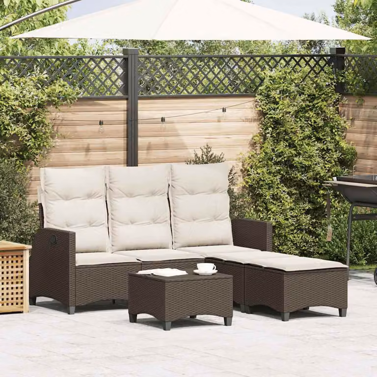 Maison Exclusive - Set Divani da Giardino 3 pz con Cuscini a L Marrone Polyrattan