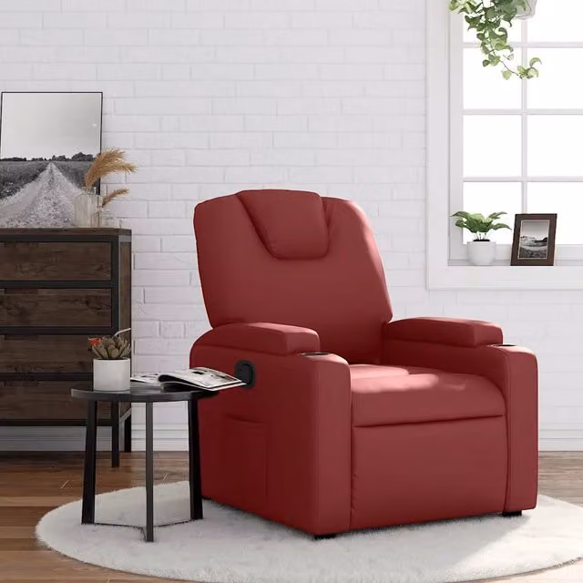 Poltrona Reclinabile Relax in Similpelle Rossa con Braccioli e Regolazione Manuale – 1