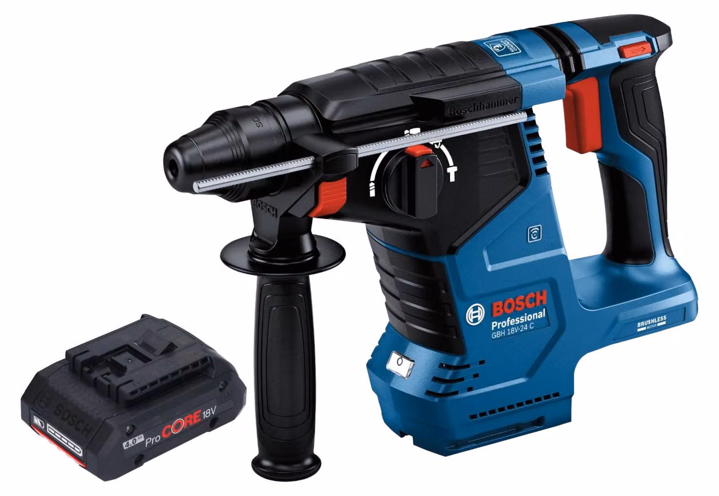 Bosch GBH 18V-24 C Martello rotativo professionale a batteria 18 V 2,4 J Brushless SDS plus + 1x batteria ricaricabile ProCORE 4,0 Ah - senza caricabatterie
