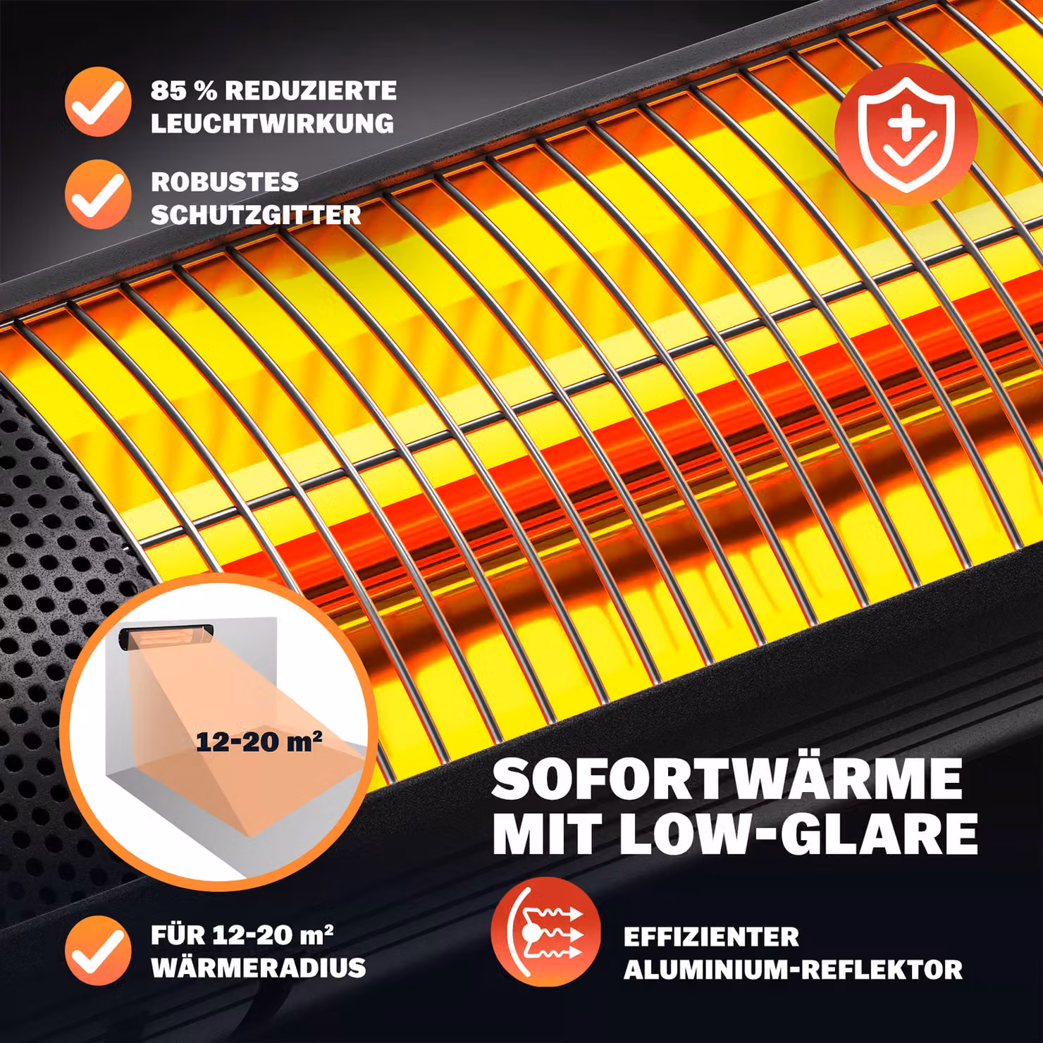 Stufa a infrarossi Clatronic Monzana da 3000W con controllo tramite app, colore nero, in alluminio – 3